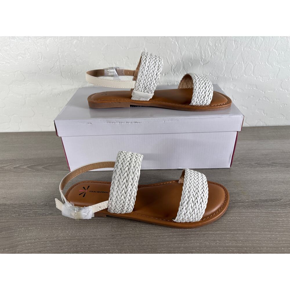 Isaac Mizrahi Live Rosalyn White Woven Slingback Flat Sandals IM3ROS20 7.5M